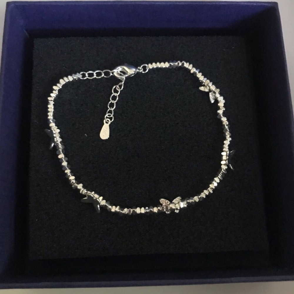 Sterling Silver Star & Butterfly Beaded Women's Bracelet